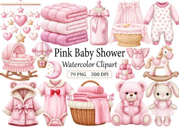 Download Pink Baby Shower Clipart Watercolor PNG - Baby shower Collection