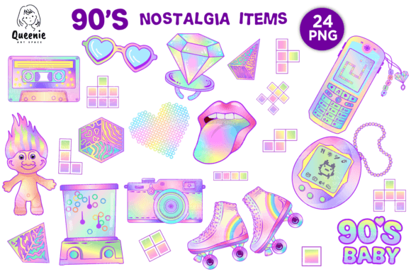 Download 90s Nostalgia Items Illustration Bundle - Illustration Collection