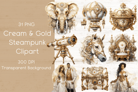 Download Cream &amp; Gold Steampunk Clipart - Steampunk clipart Collection