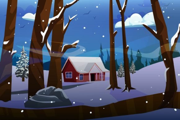 Download Winter Scene Flat Design Illustration - Illustration Collection