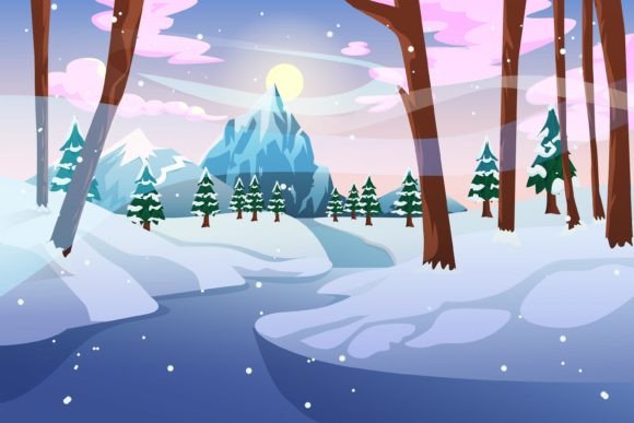 Download Winter Scene Flat Design Illustration - Illustration Collection