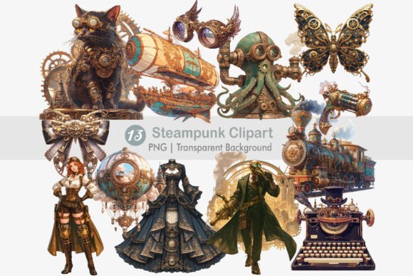 Download Steampunk Clipart PNG Bundle - Steampunk clipart Collection