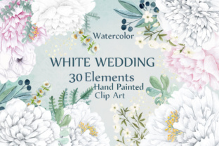 Download 30 White Wedding Watercolor Clip Art Elements - White Collection