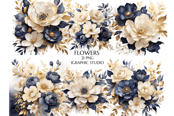 Download Blue and Gold Flowers PNG, - Flowers png Collection