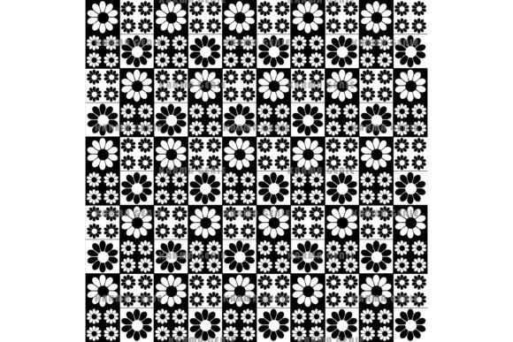 Download Black &amp; White Flowers &amp; Rectangles - White Collection