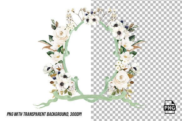 Download White Watercolor Crest Wedding PNG - White Collection
