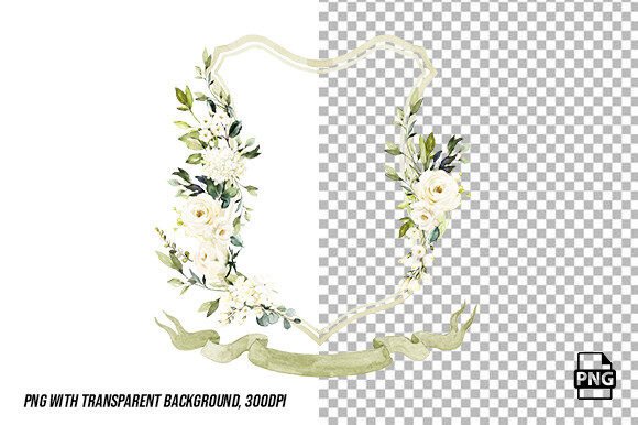Download Rose White Watercolor Crest Wedding PNG - White Collection
