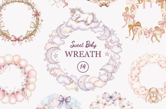 Download Baby Girl Watercolor Wreath, Baby Shower - Baby shower Collection
