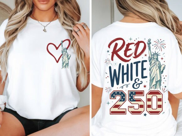 Download Red White &amp; 250 4th of July T-shirt PNG - White Collection