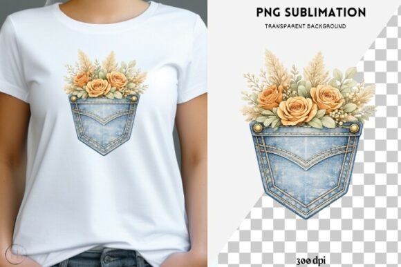 Download Denim Pocket with Flowers Png Design - Flowers png Collection