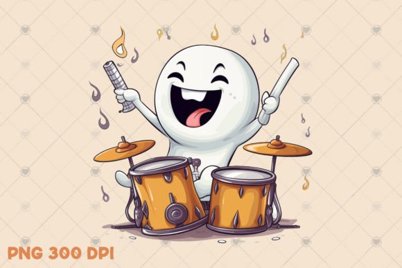 Download Cute Musician Ghost Illustration PNG - Illustration Collection