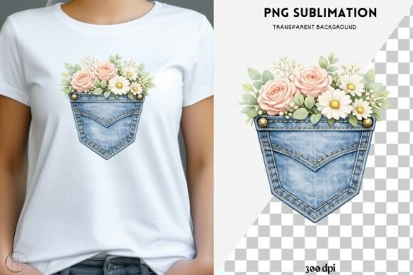 Download Denim Pocket with Flowers Png Design - Flowers png Collection