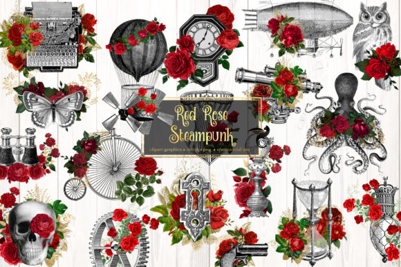 Download Red Rose Steampunk Clipart - Steampunk clipart Collection