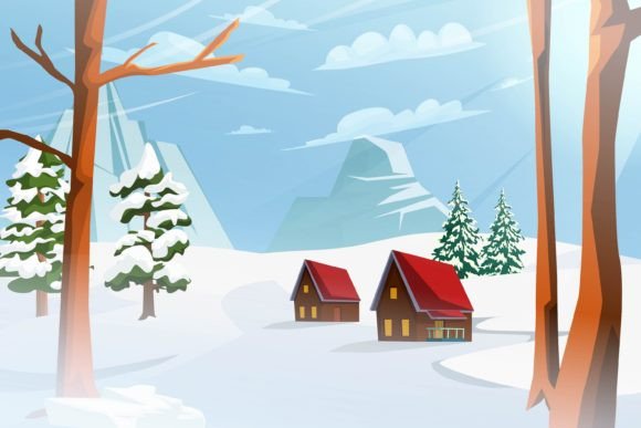 Download Winter Scene Flat Design Illustration - Illustration Collection
