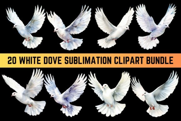 Download White Dove Sublimation Clipart Bundle - White Collection