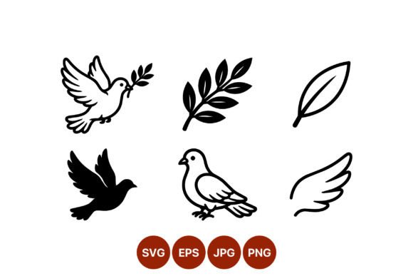 Download Dove and Olive Branch Vector Black White - White Collection
