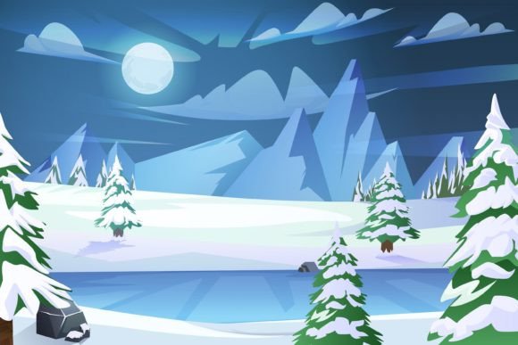 Download Winter Scene Flat Design Illustration - Illustration Collection