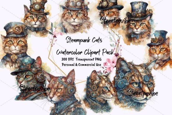 Download Animal Cats Steampunk Clipart PNG Art - Steampunk clipart Collection