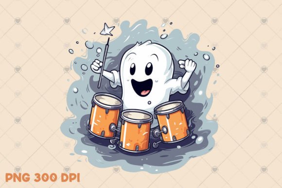Download Cute Musician Ghost Illustration PNG - Illustration Collection