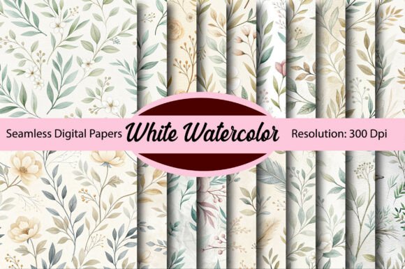 Download White Watercolor Seamless Digital Paper - White Collection