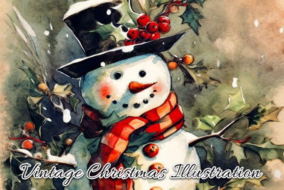 Download Vintage Christmas Card Illustration V - Illustration Collection