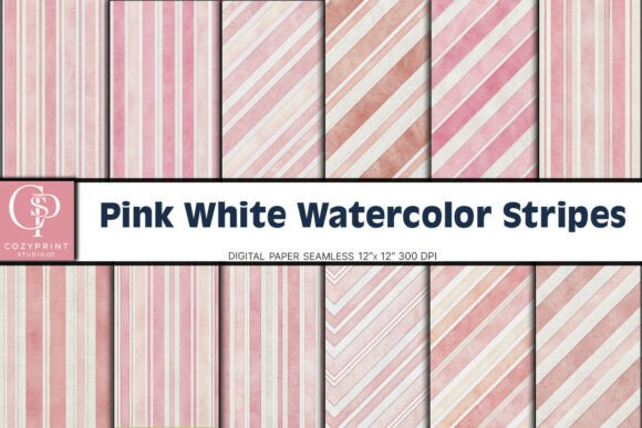 Download Pink White Watercolor Stripe Background - White Collection