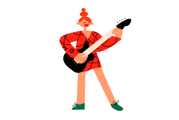 Download Happy Female Guitar Player Illustration - Illustration Collection